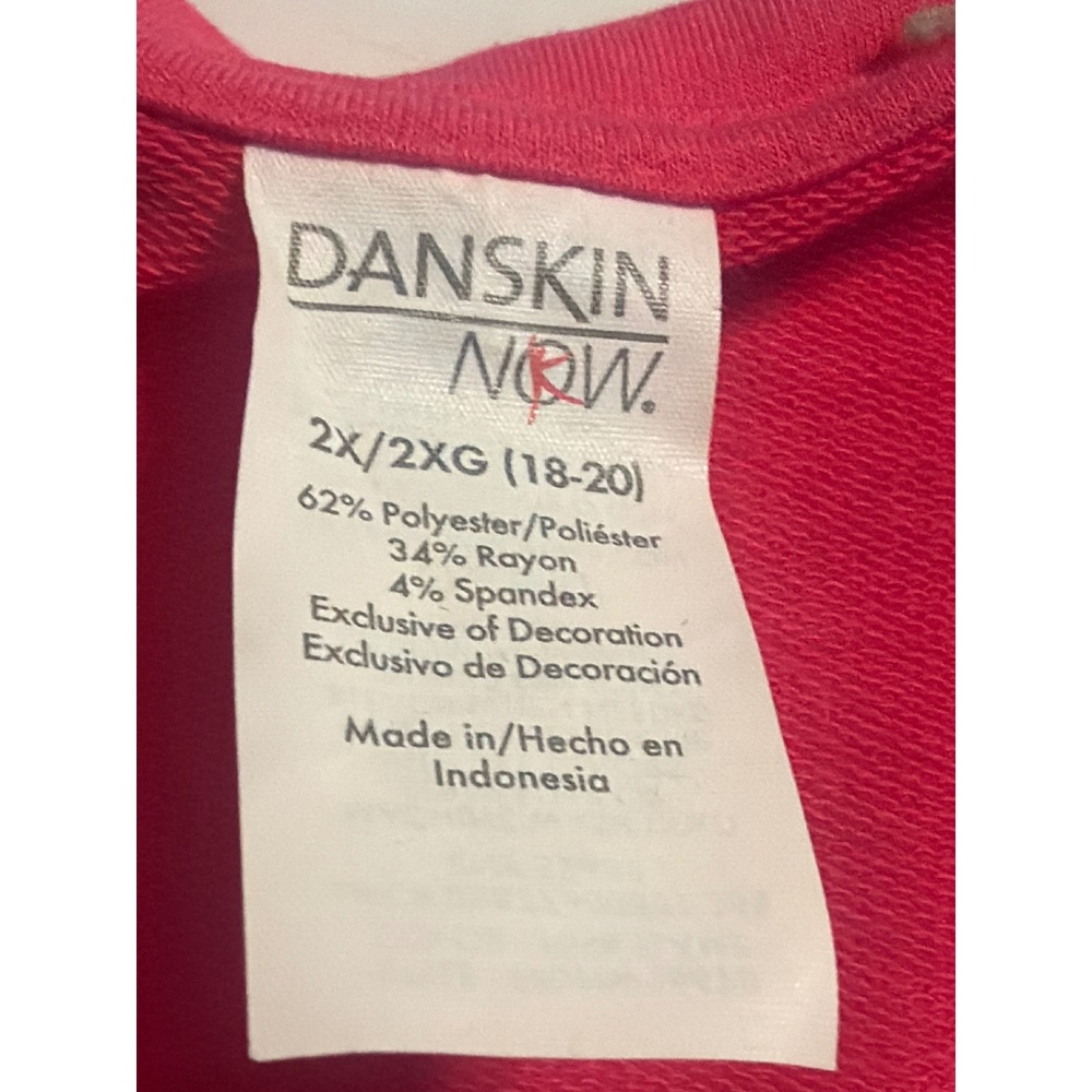 Danskin Now Pink Flame Athleisure Tunic V-Neck Kangaroo Pocket 2X new with tags - Picture 5 of 7